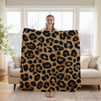 Leopard Print Throw Blanket - Plush Neutral Animal Pattern