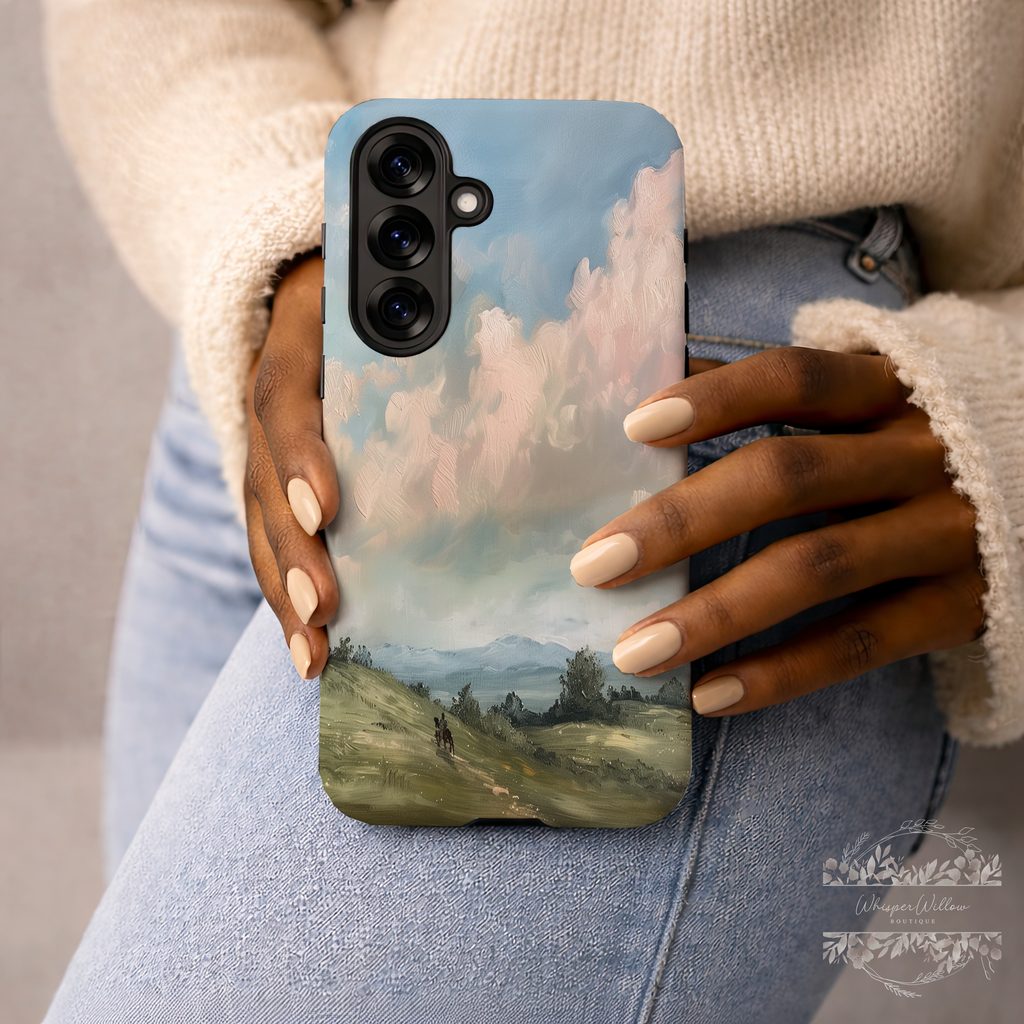 Pastel Sky Landscape Phone Case | Compatible with Samsung Devices | Colorful Scenic Hills Aesthetic Art
