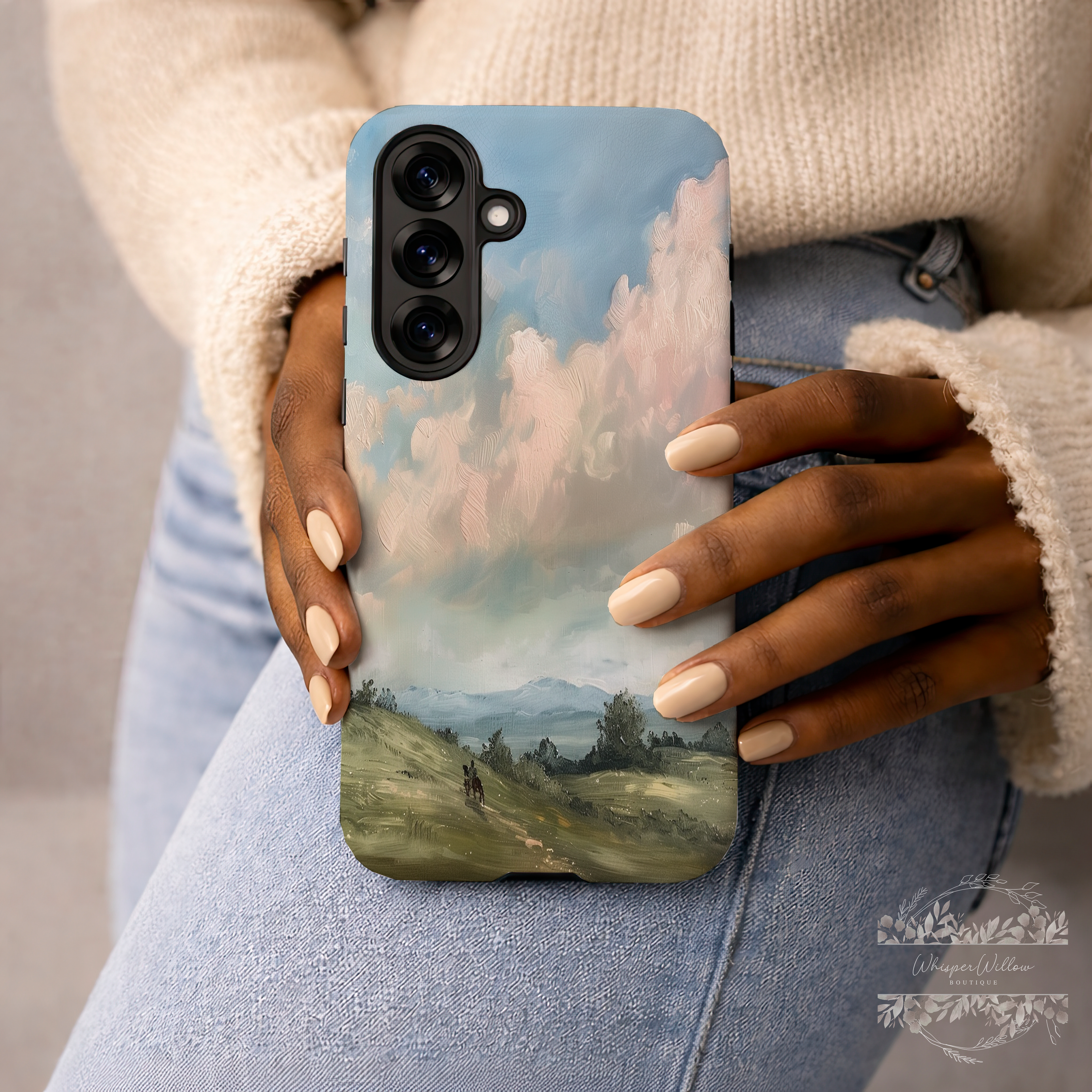 Pastel Sky Landscape Phone Case | Compatible with Samsung Devices | Colorful Scenic Hills Aesthetic Art