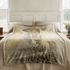 Enchanted Winter Cottage Throw Blanket - Christmas Lights Snowy Forest Gift