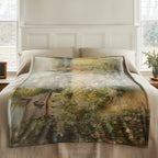 Floral Cottage Plush Throw Blanket | English Garden Botanical Meadow Vintage Landscape Cozy Sofa Bed Country Home Decor Soft Gift