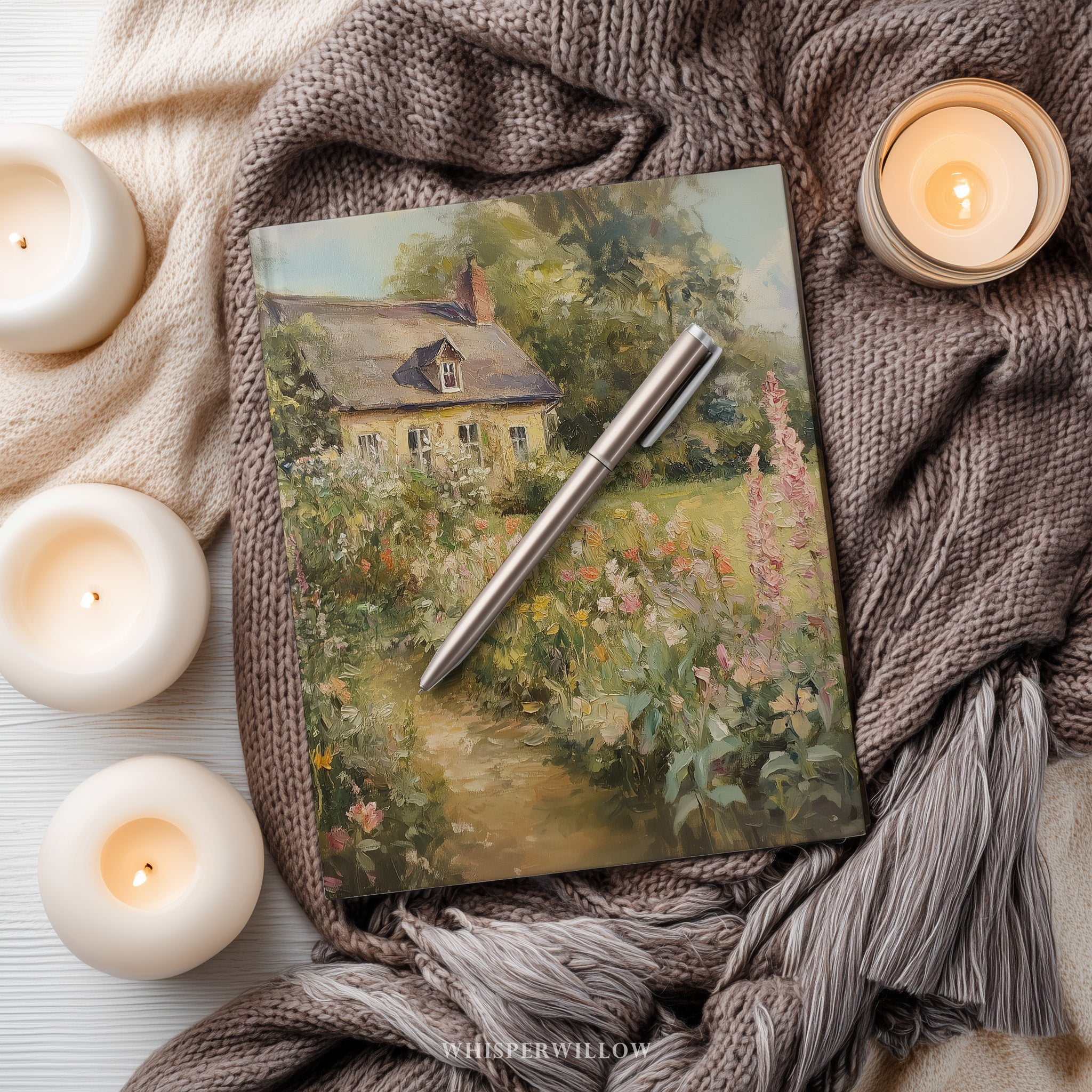 English Garden Journal | Floral Cottagecore Hardcover Notebook | Botanical Meadow Wildflower Lined Perforated Pages 8x5.75 Gift by WhisperWillow Studios
