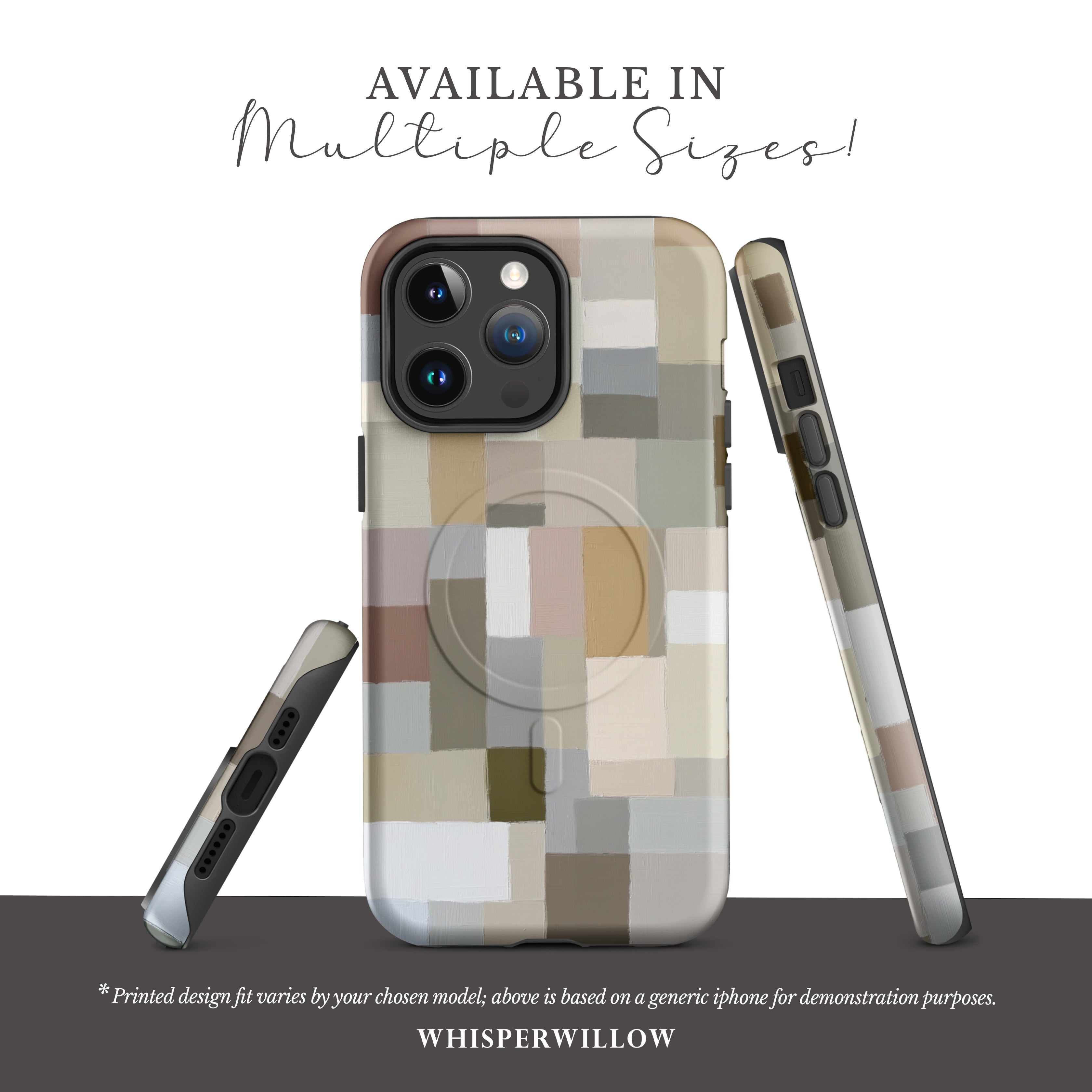 Neutral Aesthetic Phone Case | Minimalist Abstract Art | Compatible with iPhone MagSafe | Color Block Modern Gift