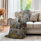 Patriotic Cottage Garden Throw Blanket - American Wildflower Farmhouse Gift