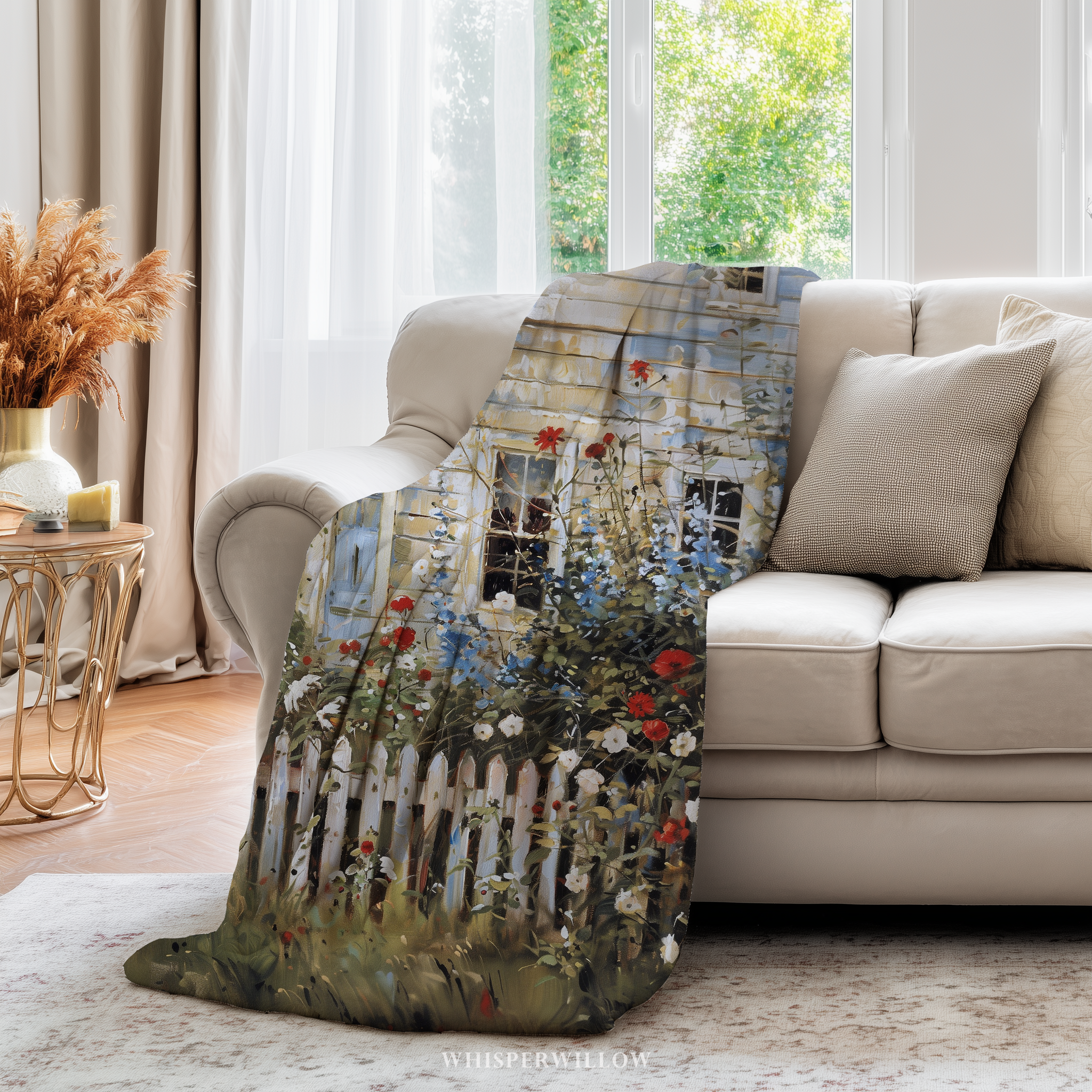 Patriotic Cottage Garden Throw Blanket - American Wildflower Farmhouse Gift