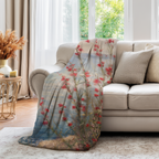 Coastal Wildflower Throw Blanket - Red Floral Seaside Ocean Gift