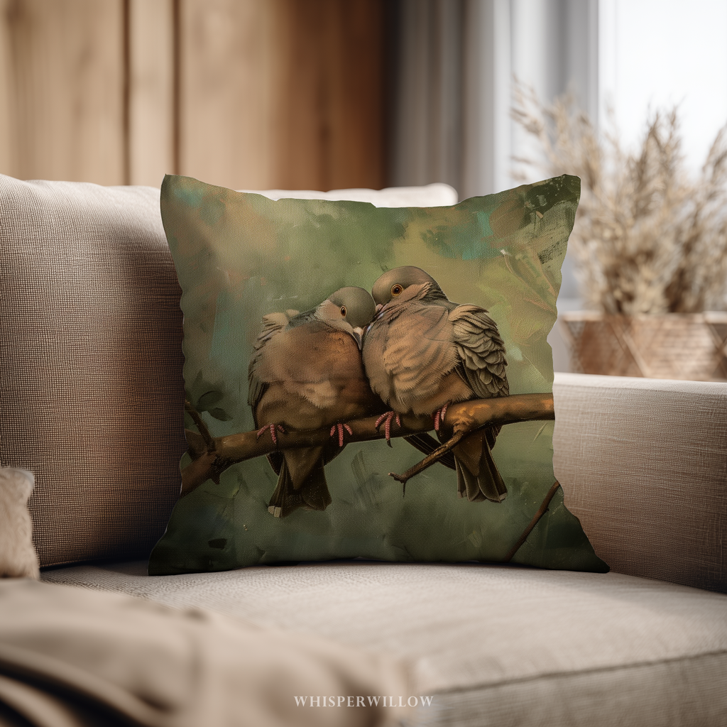 Romantic Dove Throw Pillow and Case - Nature Love Birds Decorative Cushion Wildlife Art Gift