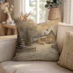 Weihnachtskissen im Winter-Cottage-Stil – Gemütliches Kissen im verschneiten Landhausstil