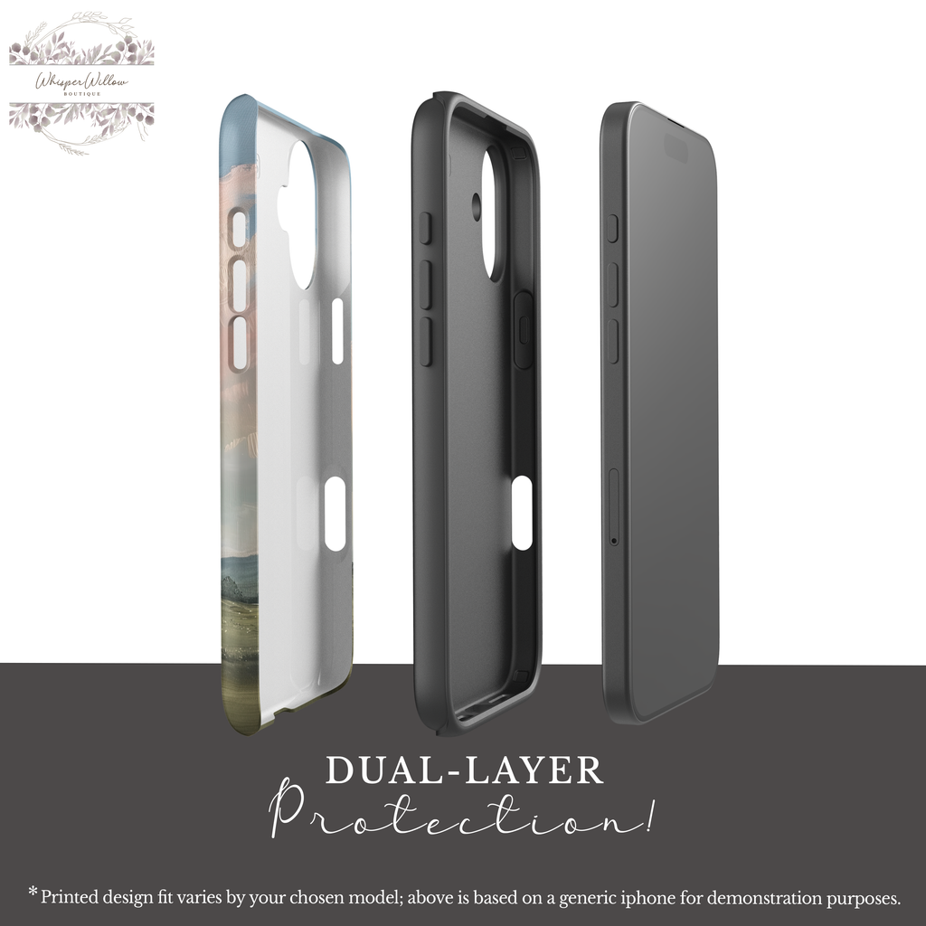 Pastel Sky Landscape Phone Case Compatible with iPhone | Colorful Countryside Rolling Hills Scenic Art Cover