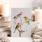 Buntes Notizbuch mit Singvögeln (Hardcover) – Botanischer Zweig, Vogelmotiv, Geschenkidee