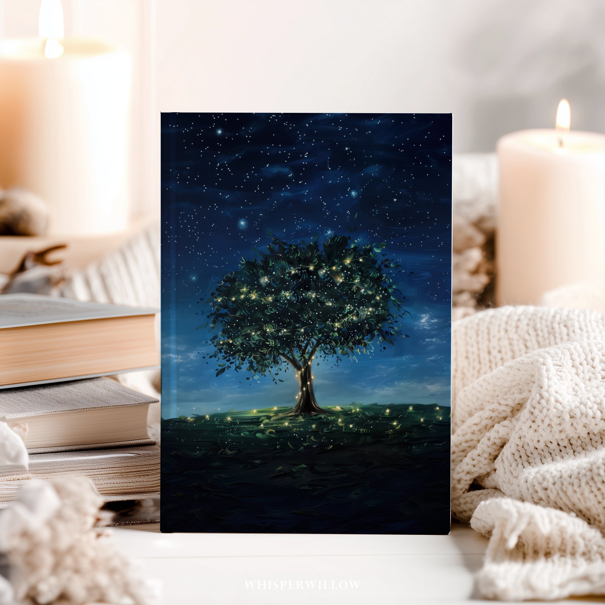 Sternenlicht-Glühwürmchenbaum-Notizbuch (Hardcover) – Verspielte Illustrationen, Glühwürmchen am Nachthimmel, Geschenkidee