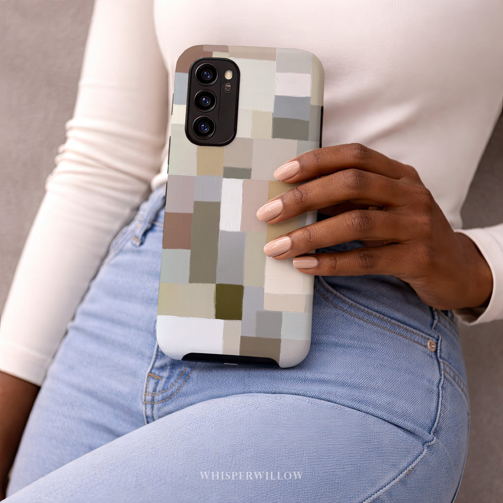 Neutral Abstract Art Phone Case | Aesthetic Minimalist Chic | Compatible with Samsung | Modern Cute Artistic Gift