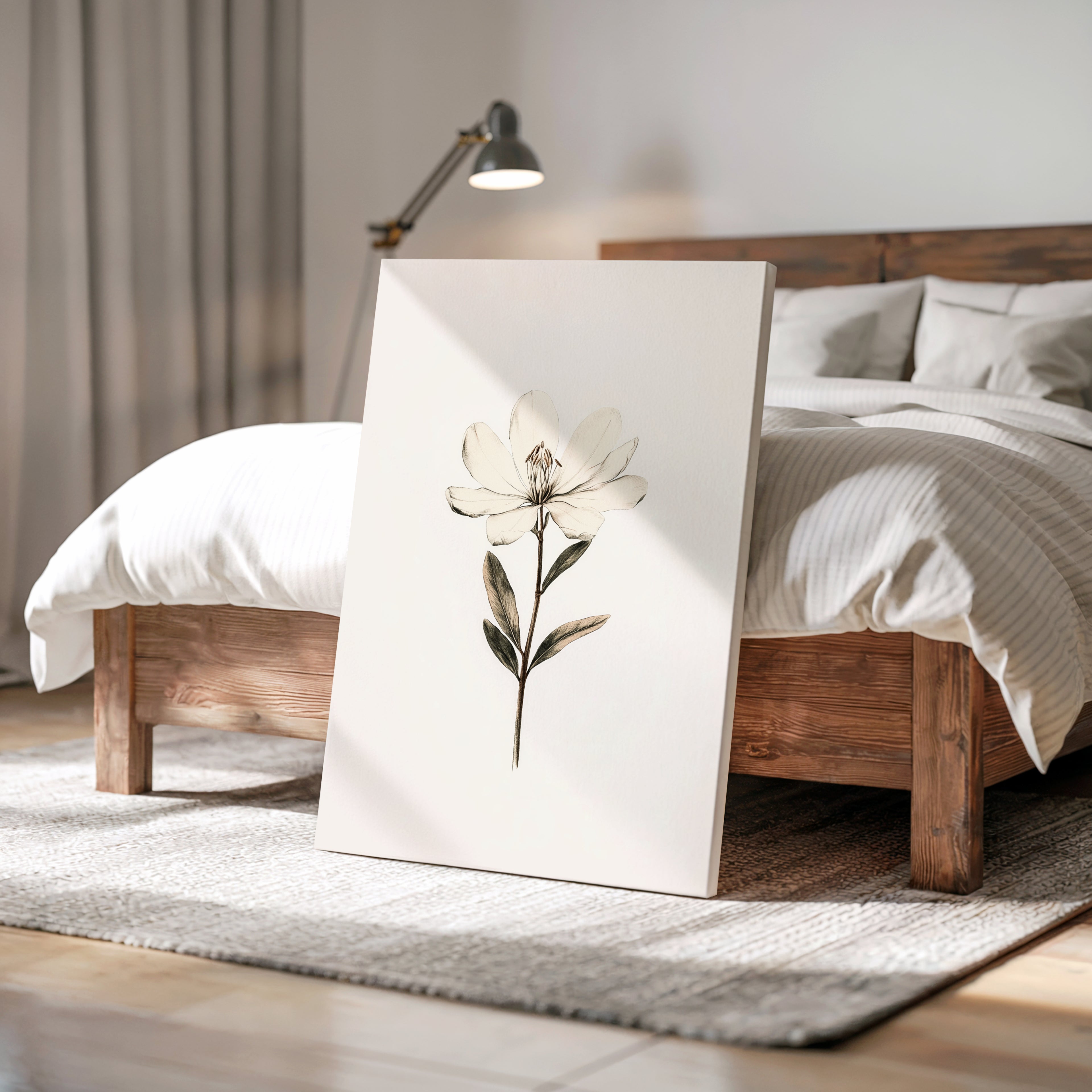 Magnolien-Leinwandbild | Vintage-Illustration mit weißen Blumen | Schlichte, elegante und klassische Dekoration