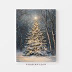 Magical Christmas Tree in Forest Canvas Wall Art Holiday Home Decor Gift