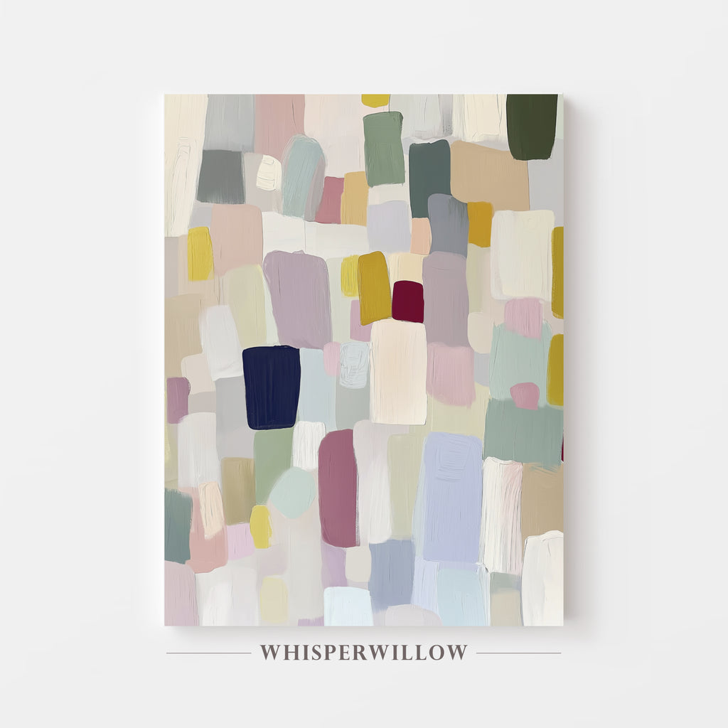 Pastellfarbene geometrische Leinwandbilder – Modernes abstraktes minimalistisches Design mit farbenfrohen Blöcken