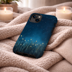 Firefly Night Sky Phone Case | Compatible with iPhone | Dual Layer Protective Cover | Dark Blue Nature Stars Lightning Bugs