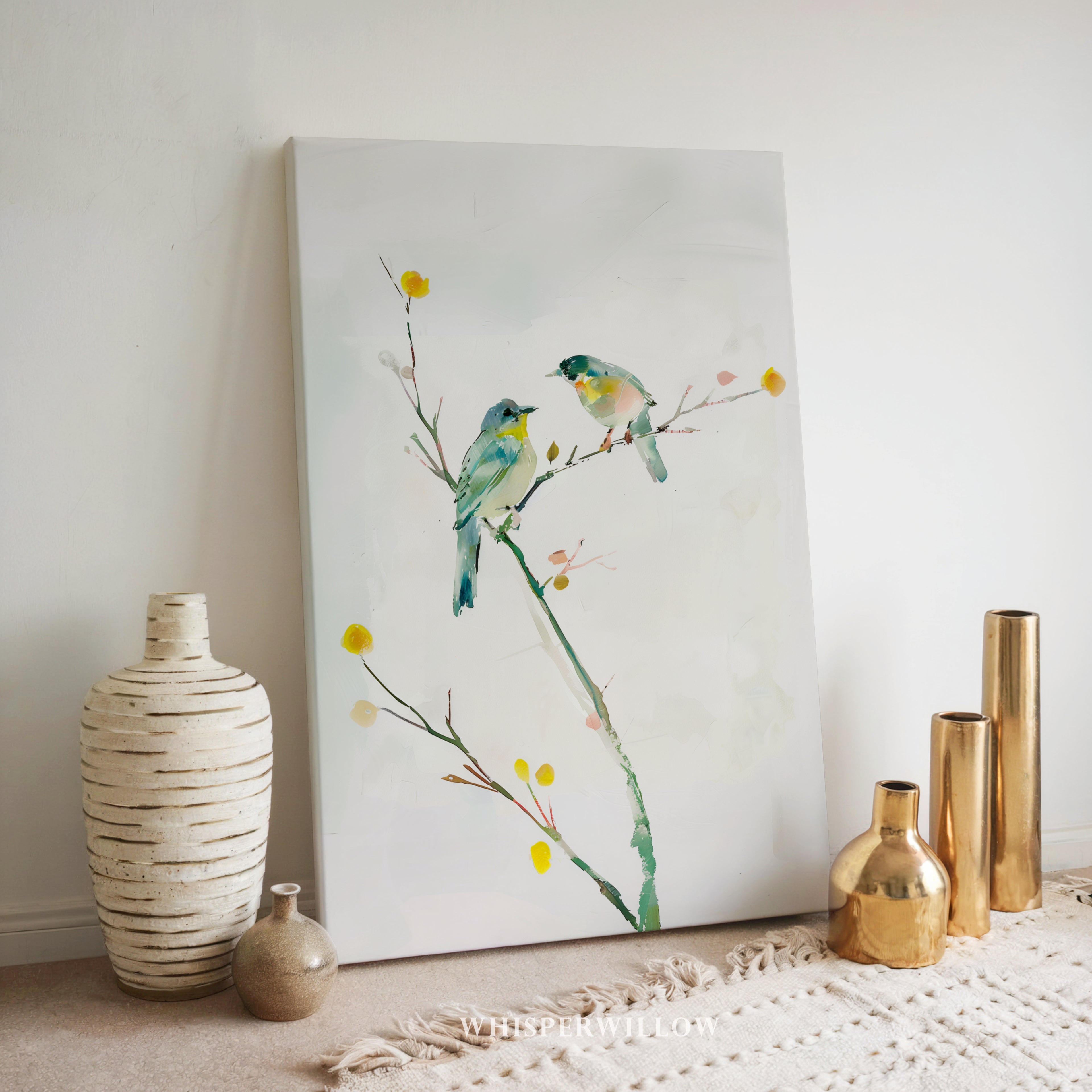 Leinwandbild | Romantischer Vogeldruck | Minimalistische Naturdekoration