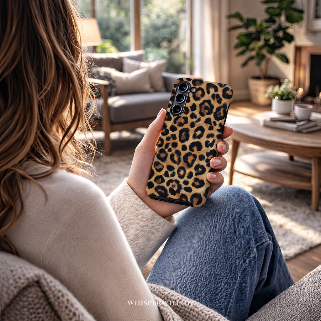 Leopard Print Dual Layer Phone Case | Compatible with Samsung | Matte Protective Cover