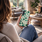 Teal Shamrock Dual Layer Phone Case | Samsung Compatible | Lucky Four Leaf Clover Cover