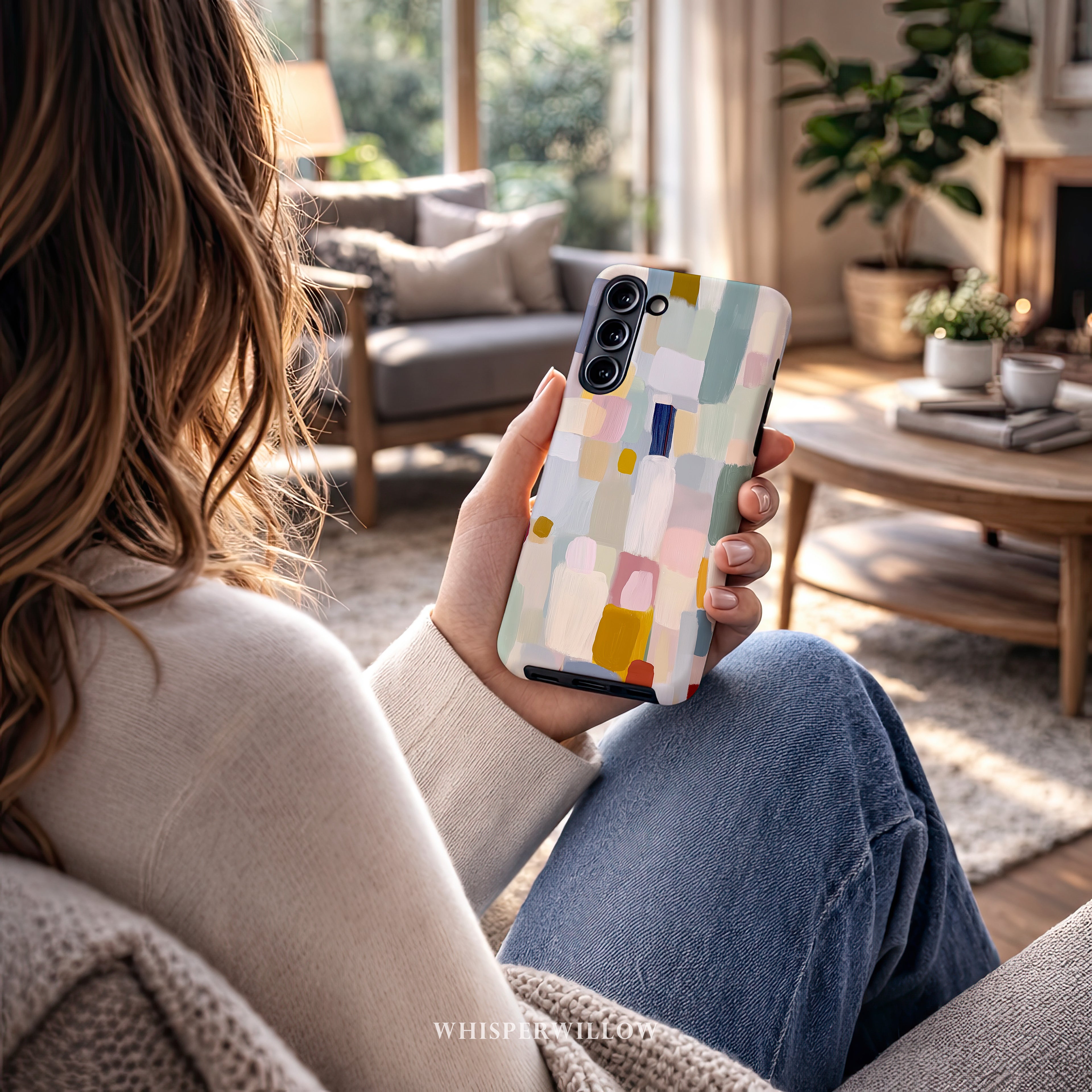 Pastel Color Block Phone Case | Compatible with Samsung | Aesthetic Geometric Art | Modern Minimalist Abstract Colorful Design Cover
