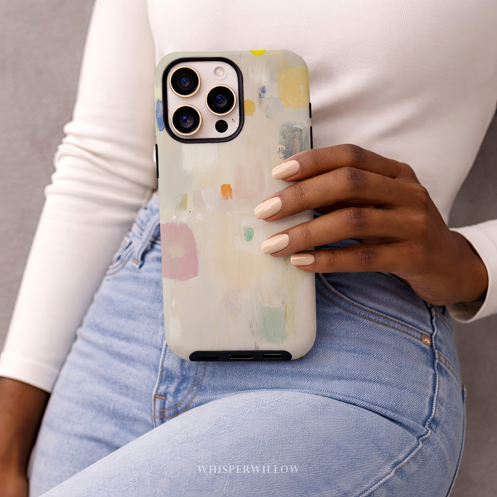 Abstract Pastel Art Phone Case | Compatible with iPhone | Colorful Minimal Design Cover