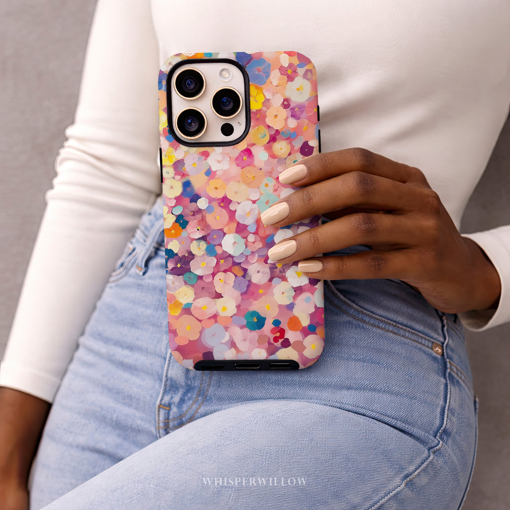 Colorful Floral Confetti Phone Case | Compatible with iPhone | Abstract Garden Pattern Cover