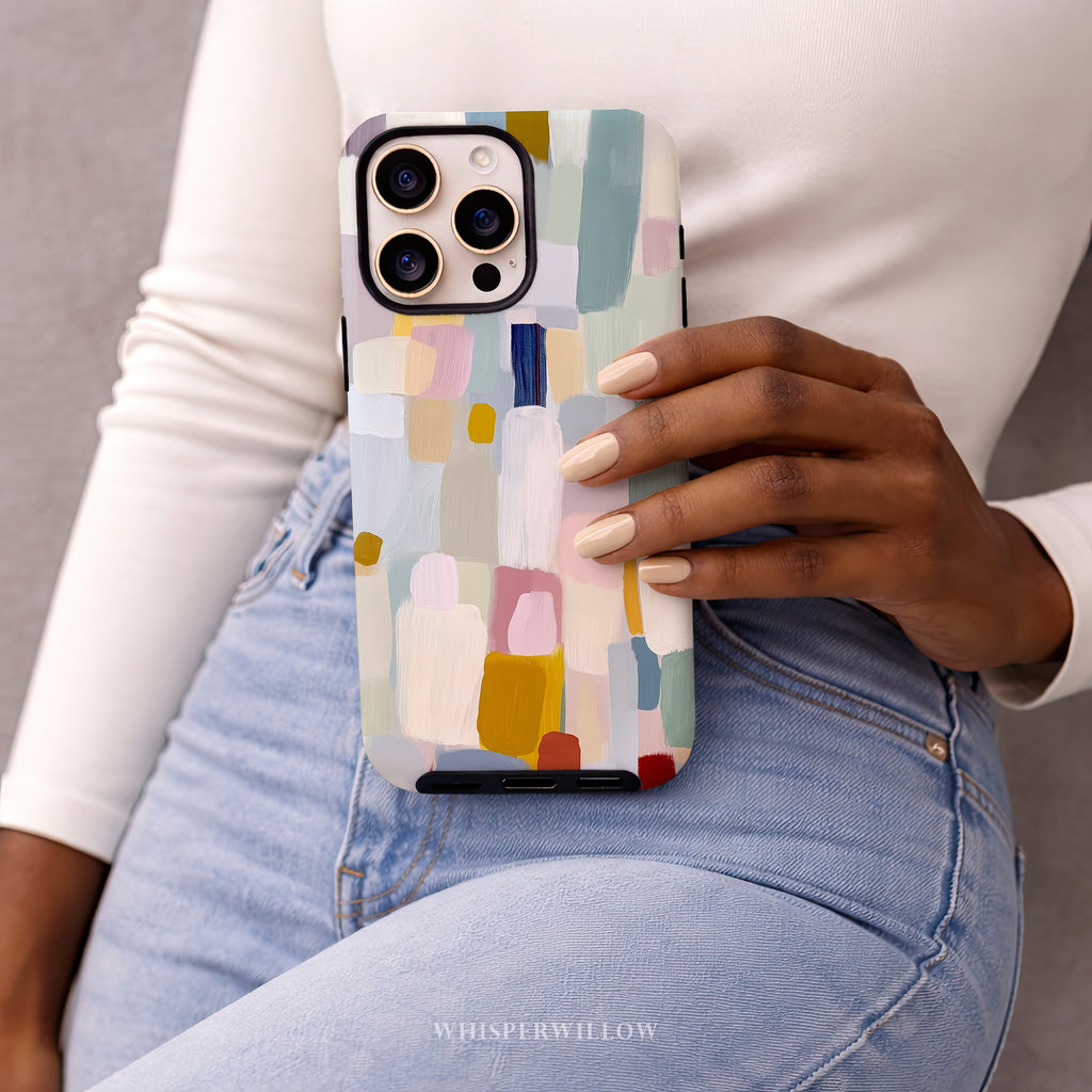Pastel Color Block Phone Case | Compatible with iPhone | Abstract Aesthetic Geometric Art Cover