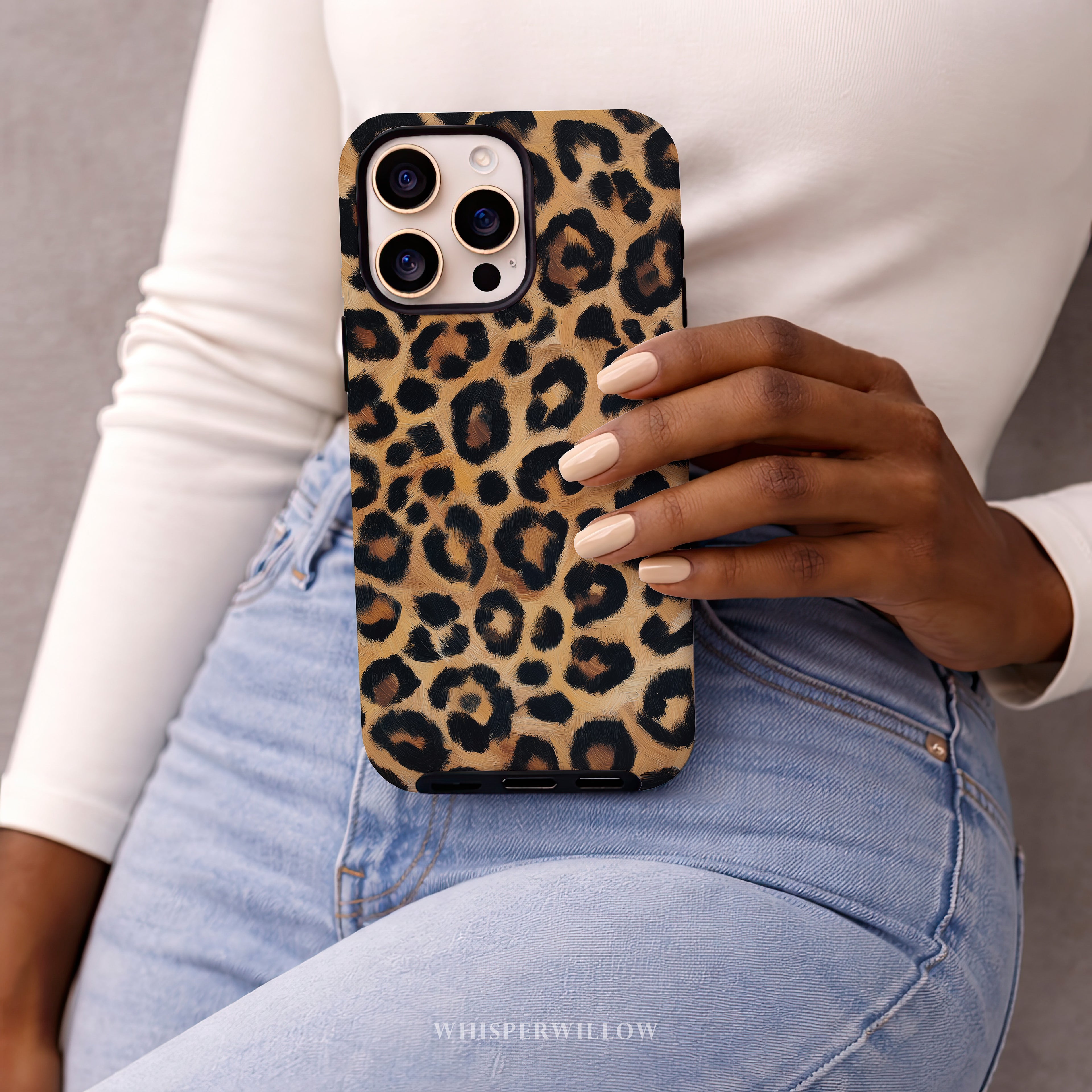 Leopard Print Dual Layer Phone Case | iPhone Compatible | Matte Protective Cover