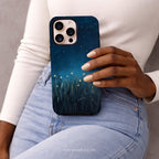 Firefly Night Sky Phone Case | Compatible with iPhone | Dual Layer Protective Cover | Dark Blue Nature Stars Lightning Bugs