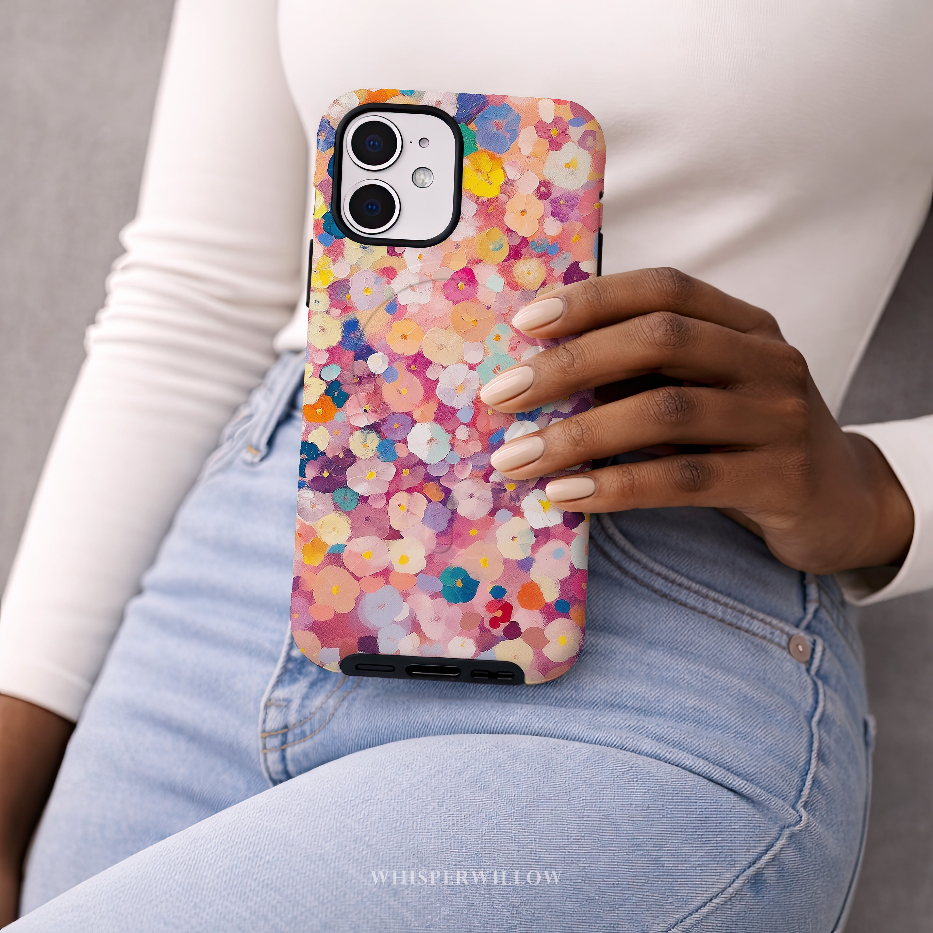 Colorful Floral Confetti Magnetic Case | Compatible with iPhone | Abstract Garden Pattern Cover