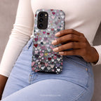 Romantic Heart Pattern Phone Case | Compatible with Samsung | Pink Red Black Grey Love Cover