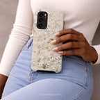 Cream White Floral Phone Case | Compatible with Samsung | Elegant Abstract Flower Art | Minimalist Aesthetic