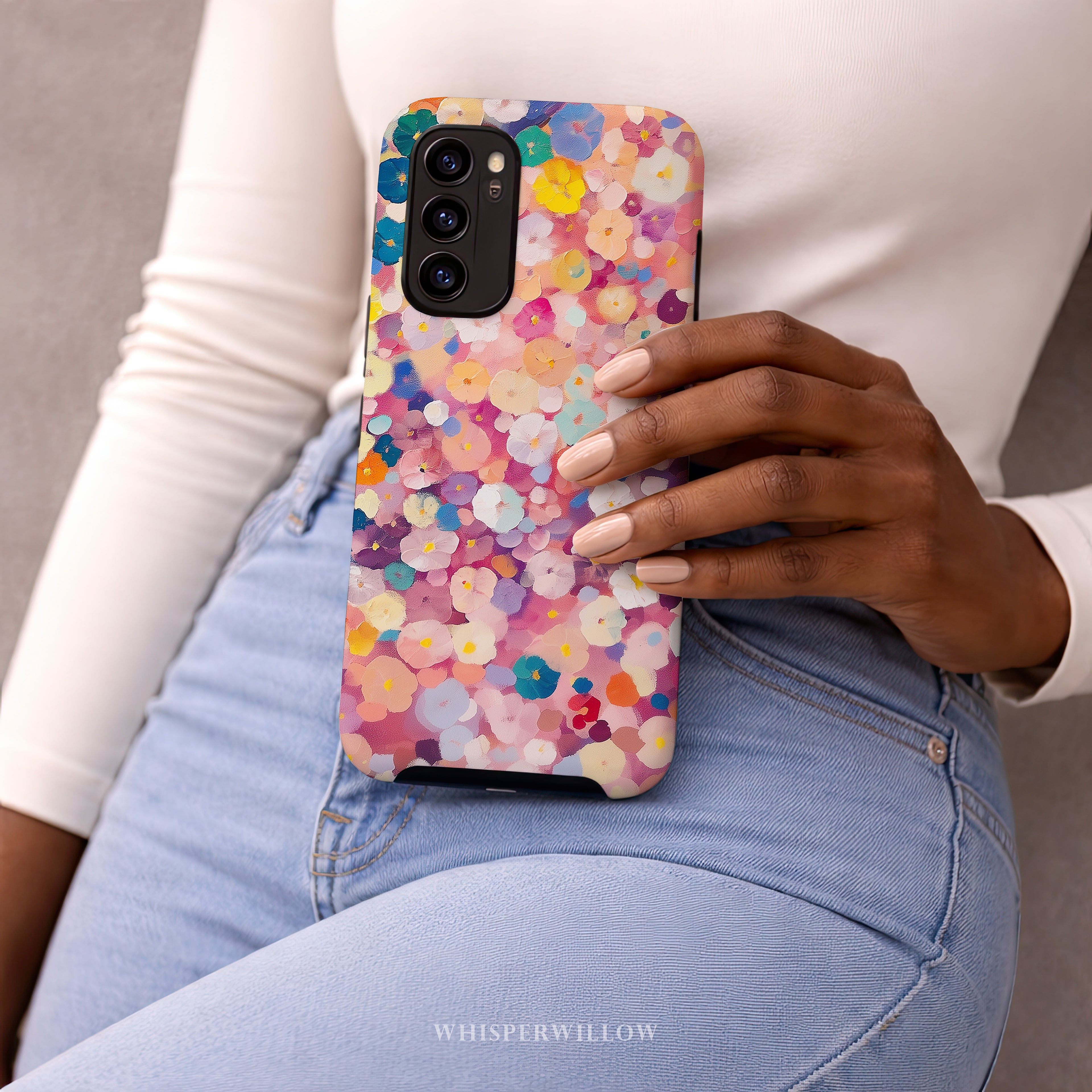 Colorful Floral Confetti Phone Case | Compatible with Samsung | Abstract Garden Pattern Cover