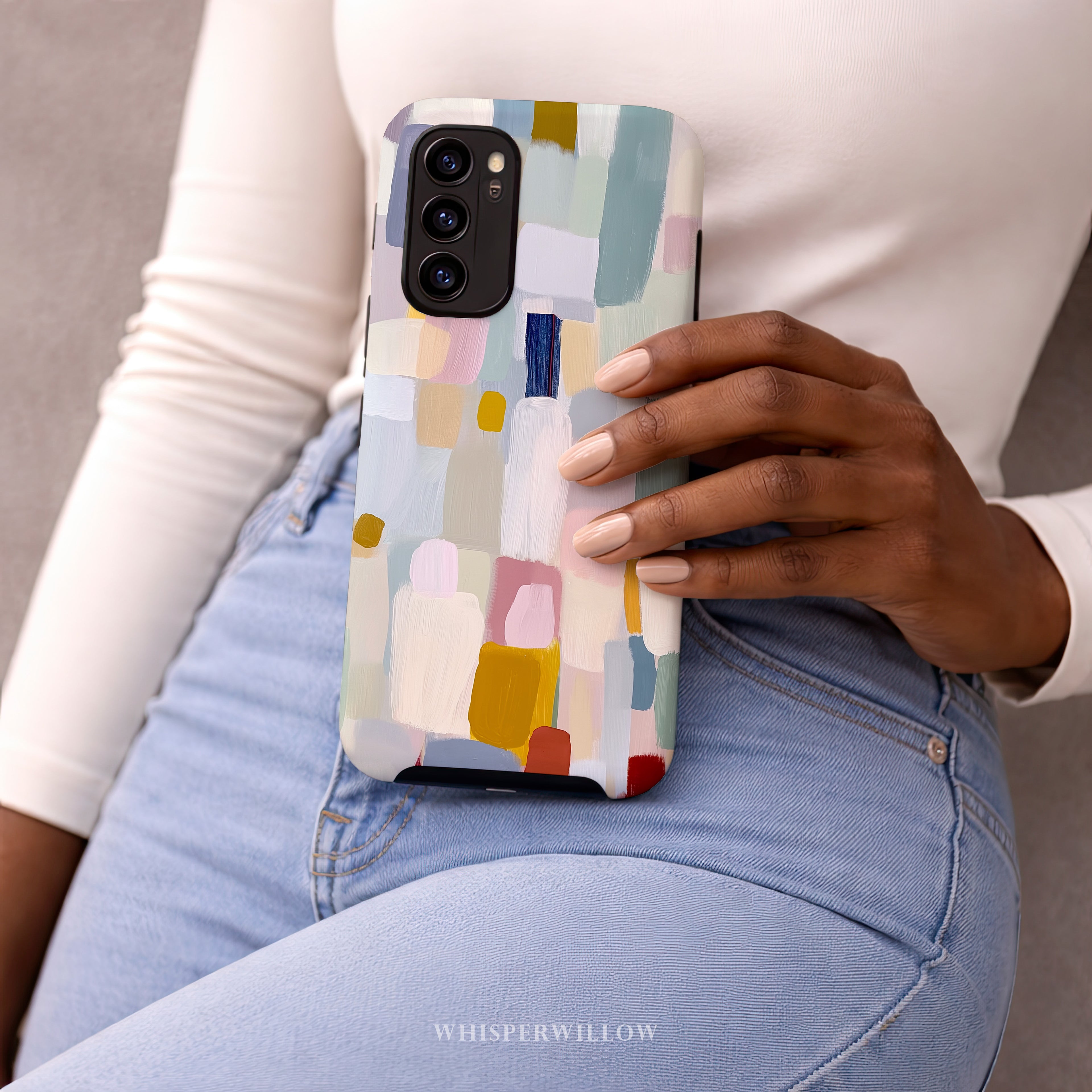 Pastel Color Block Phone Case | Compatible with Samsung | Aesthetic Geometric Art | Modern Minimalist Abstract Colorful Design Cover