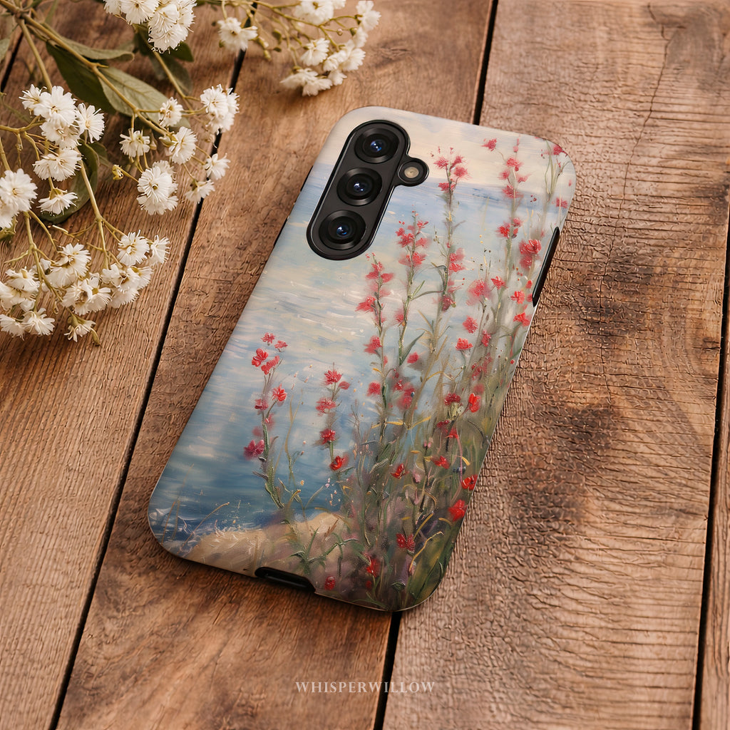 Coastal Wildflower Phone Case | Floral Aesthetic Art | Compatible with Samsung – Nature Lake Pastel Spring Summer Gift