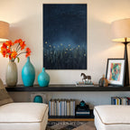 Glühwürmchen-Leinwandbild – Leuchtende Käfer, Sternennacht, dunkelblauer, funkelnder Himmel, magisch