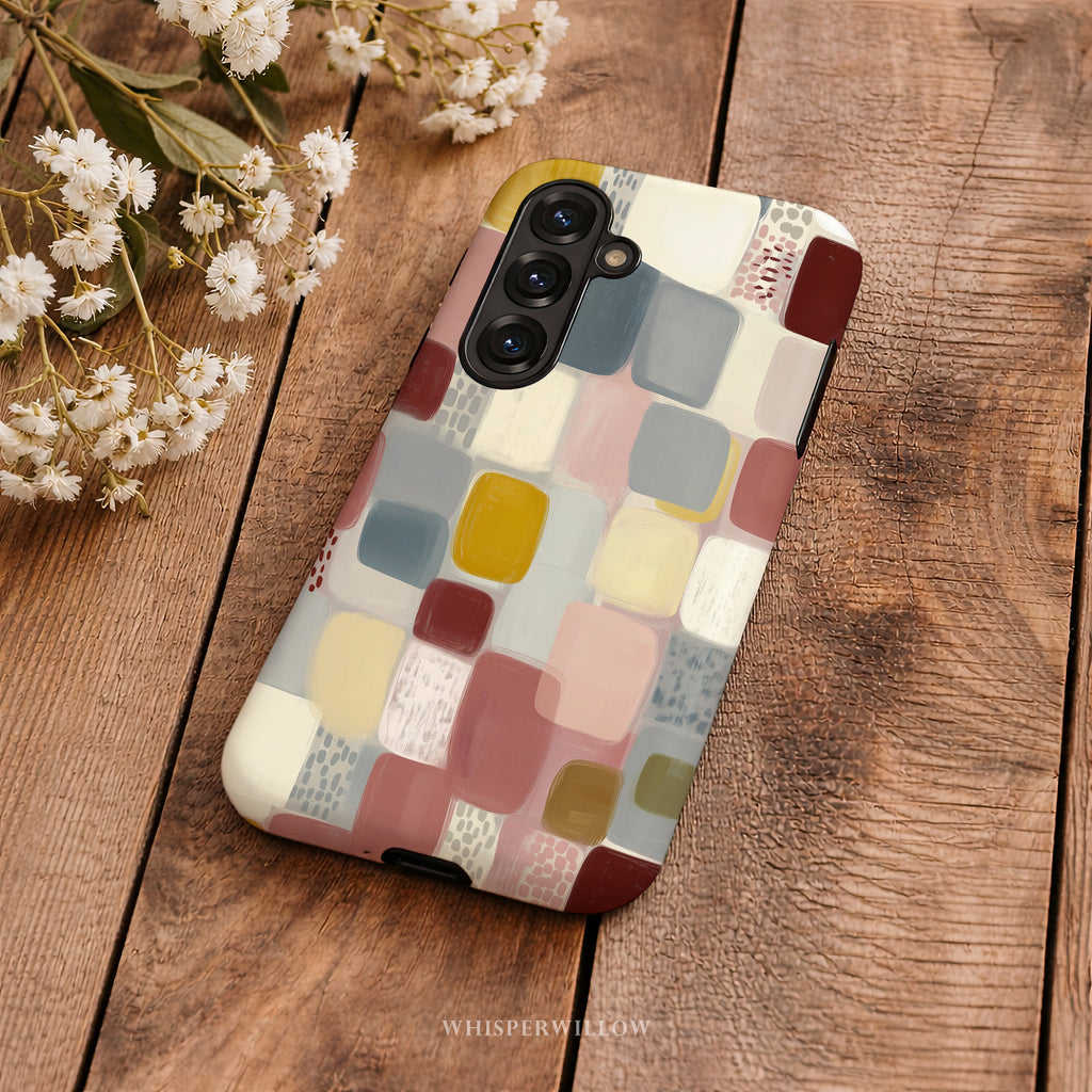 Colorful Geometric Phone Case | Compatible with Samsung | Abstract Cute Artistic Modern Neutral Gift