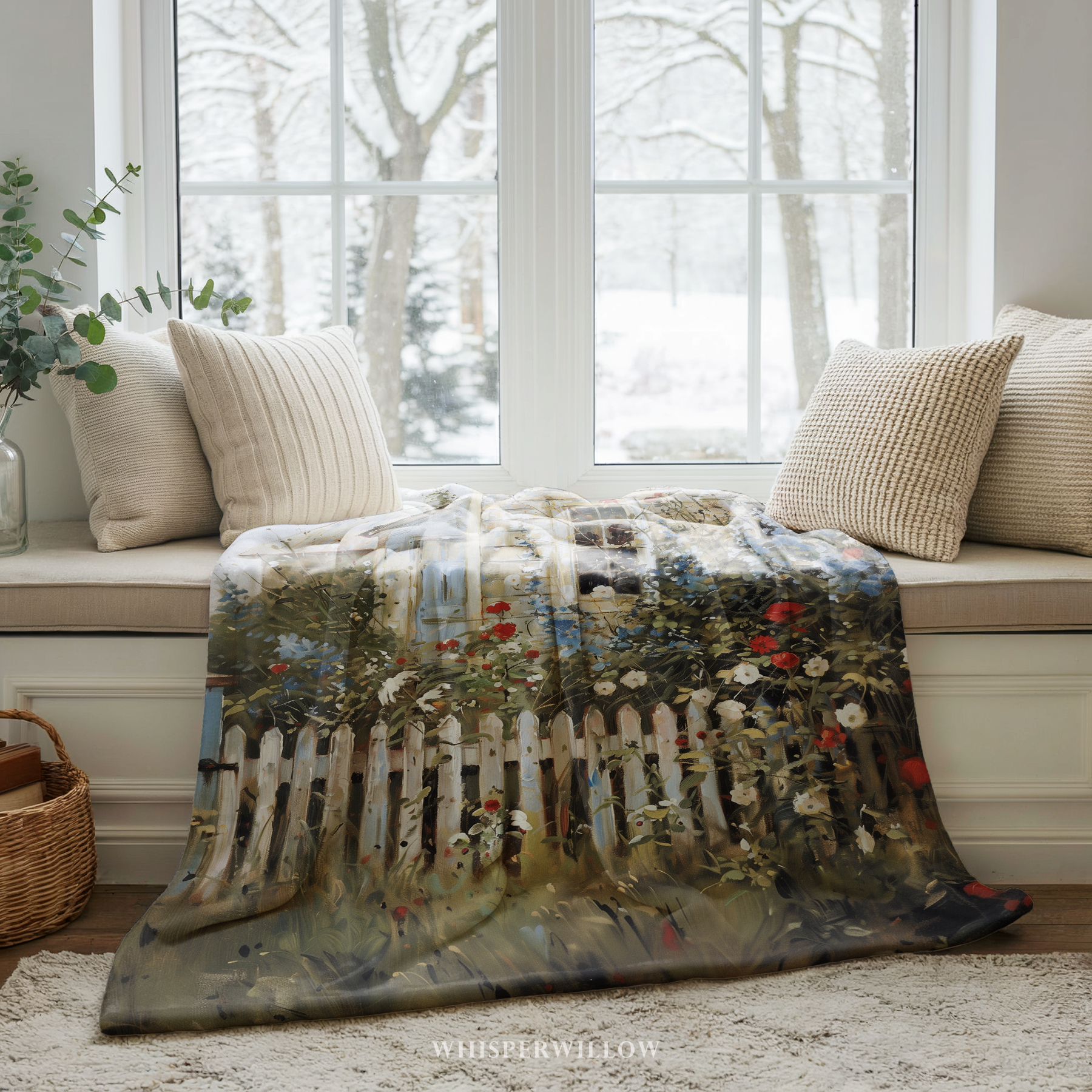 Patriotic Cottage Garden Throw Blanket - American Wildflower Farmhouse Gift