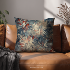 Abstract Fireworks Floral Throw Pillow and Case - Red White Blue Patriotic Home Decor