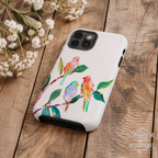Colorful Bird Art Phone Case Compatible with iPhone | Songbird Branch Design | Cute Aesthetic Nature | Joyful Bird Lover Gift