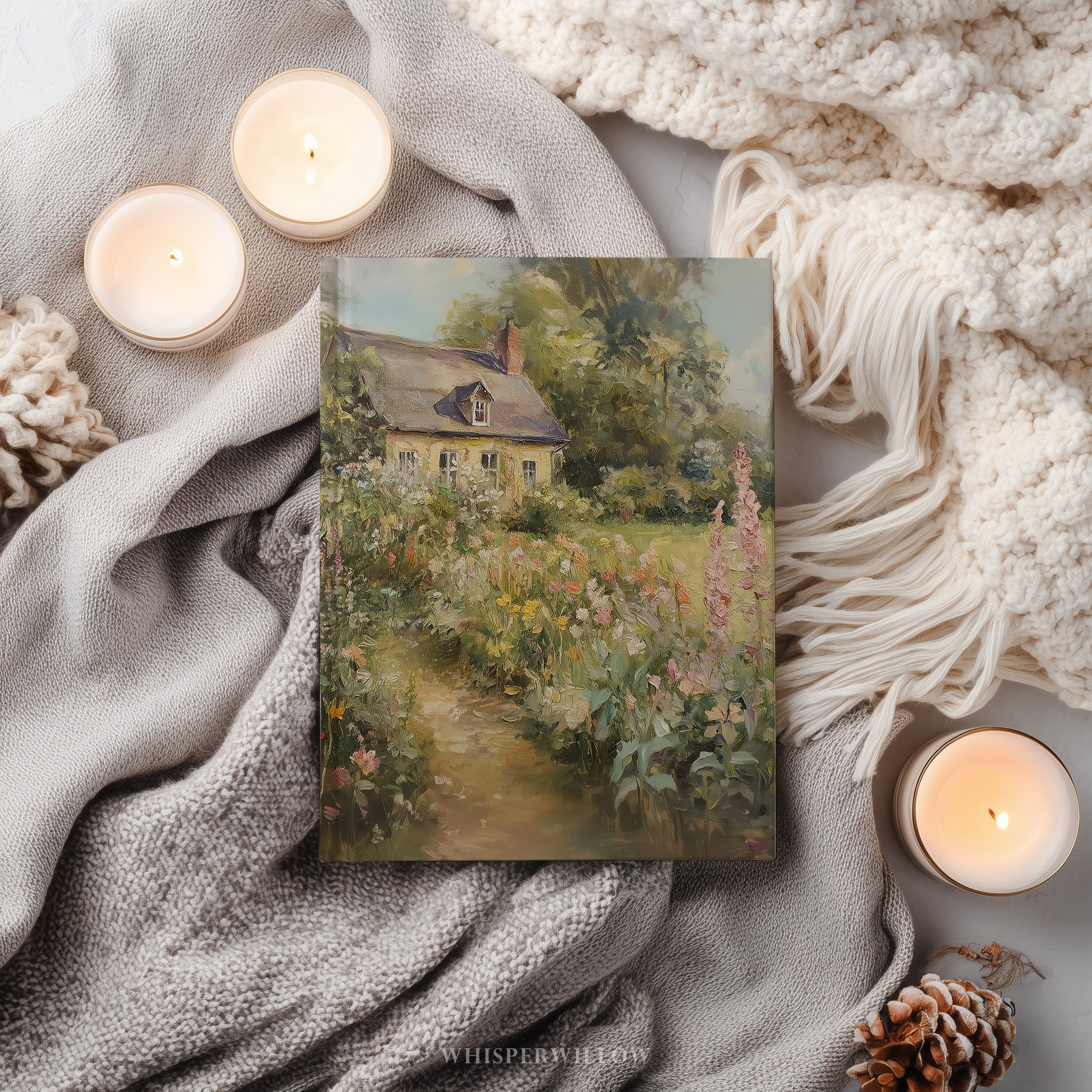 English Garden Journal | Floral Cottagecore Hardcover Notebook | Botanical Meadow Wildflower Lined Perforated Pages 8x5.75