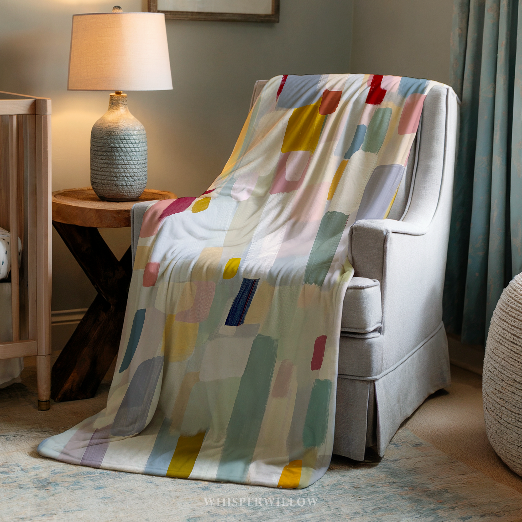 Abstract Pastel Throw Blanket - Modern Colorful Blocks Painted Art Gift