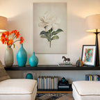 White Gardenia Canvas Wall Art - Elegant Vintage Botanical Floral Minimalist Print