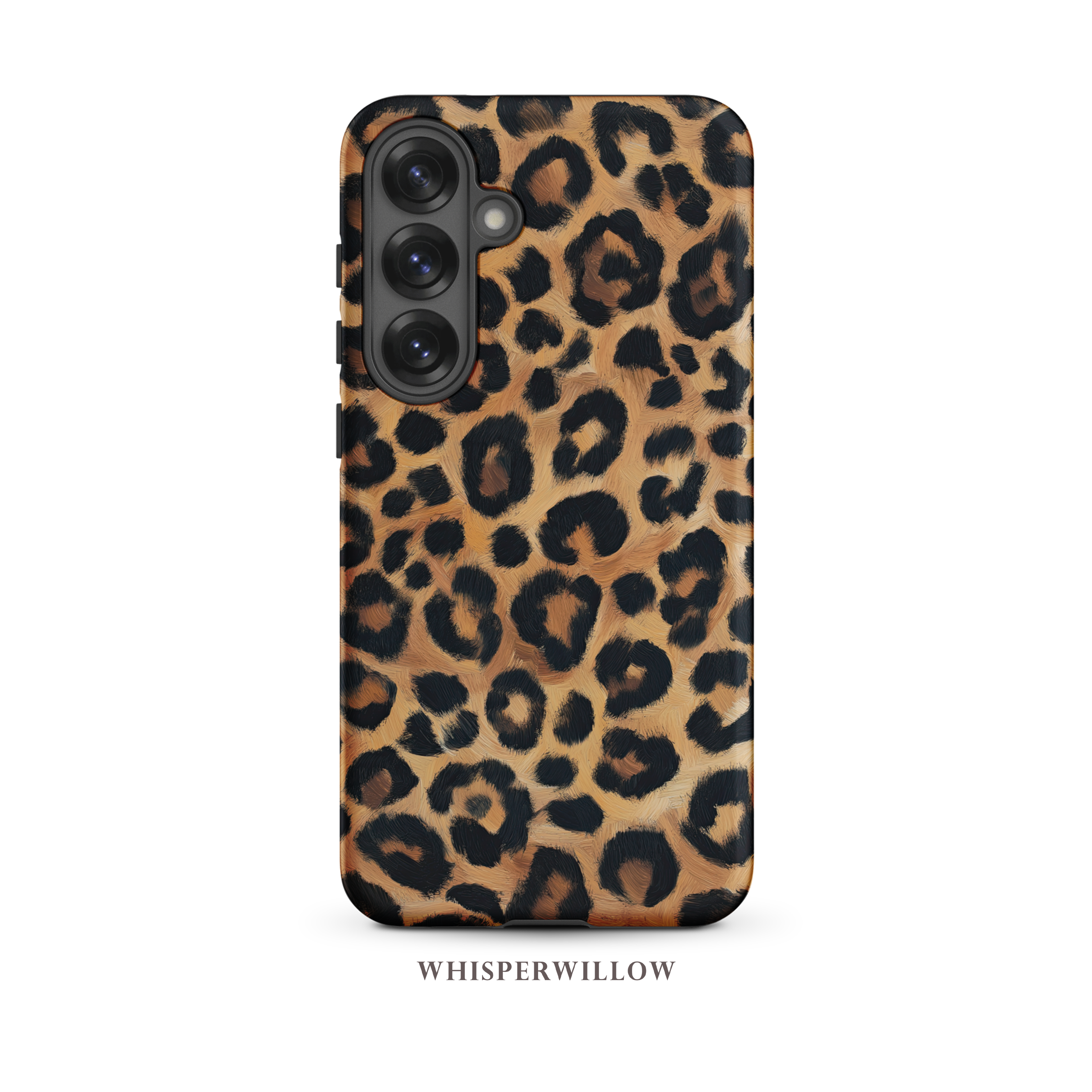 Leopard Print Dual Layer Phone Case | Compatible with Samsung | Matte Protective Cover by WhisperWillow Studios