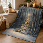 Winter Forest Christmas Throw Blanket - Festive Tree Snowfall Gift