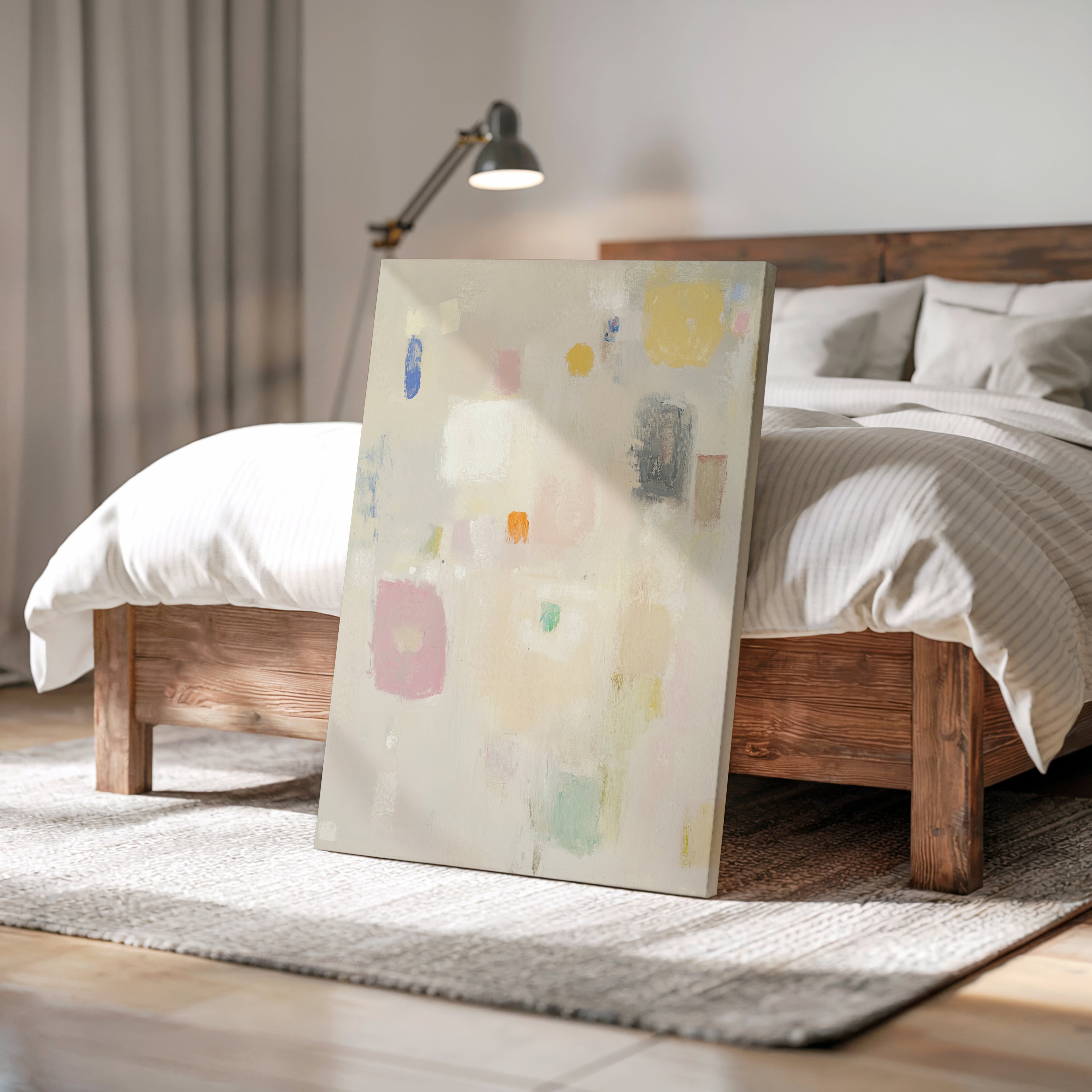 Abstrakte Pastell-Leinwandbilder | Beige-neutrale Farbblockmuster | Moderne minimalistische Wohndekoration