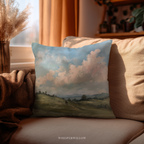 Dekokissen „Landschaftspferdewiese“ – Pastellfarbenes Wolkenlandschaftskissen