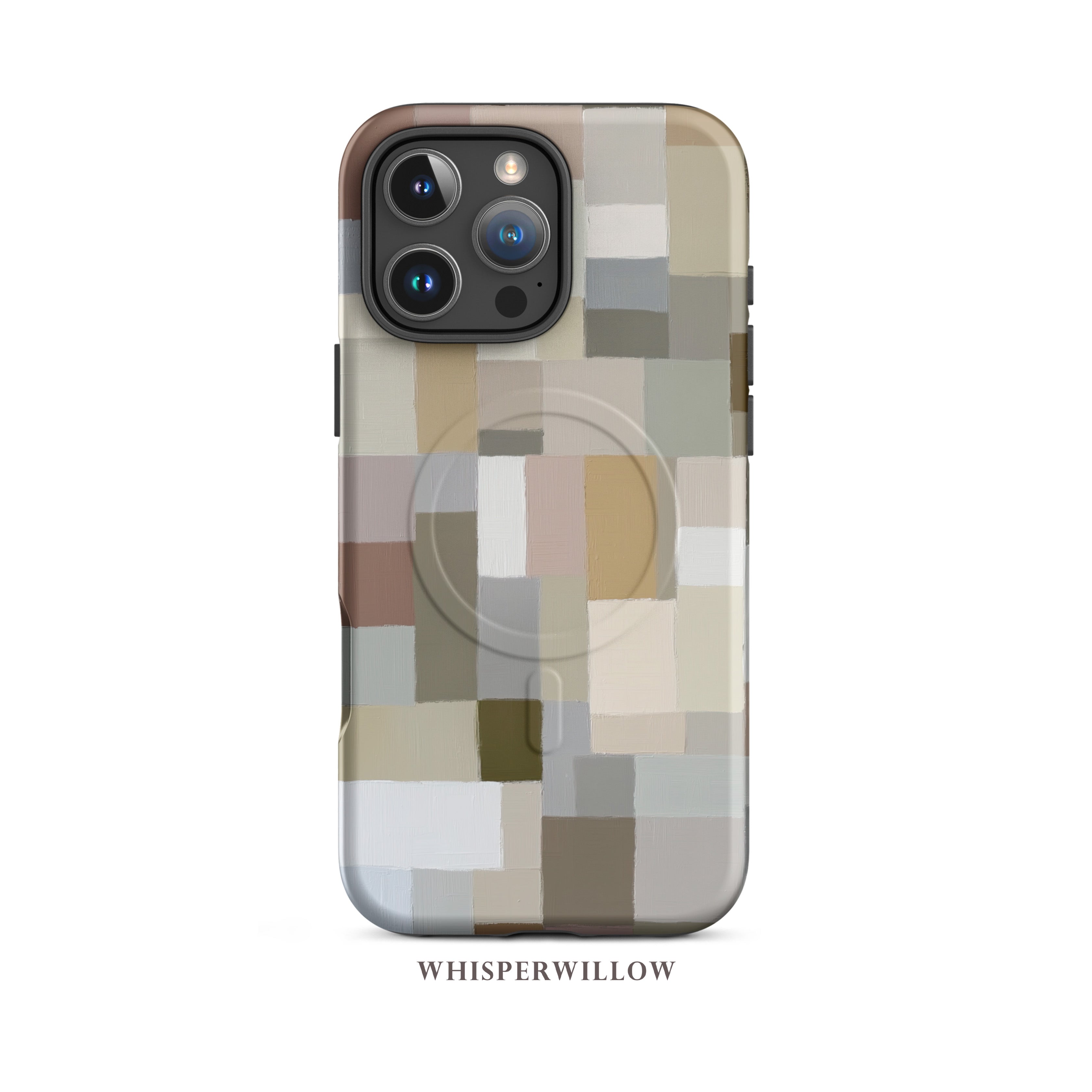 Neutral Aesthetic Phone Case | Minimalist Abstract Art | Compatible with iPhone MagSafe | Color Block Modern Gift by WhisperWillow Studios