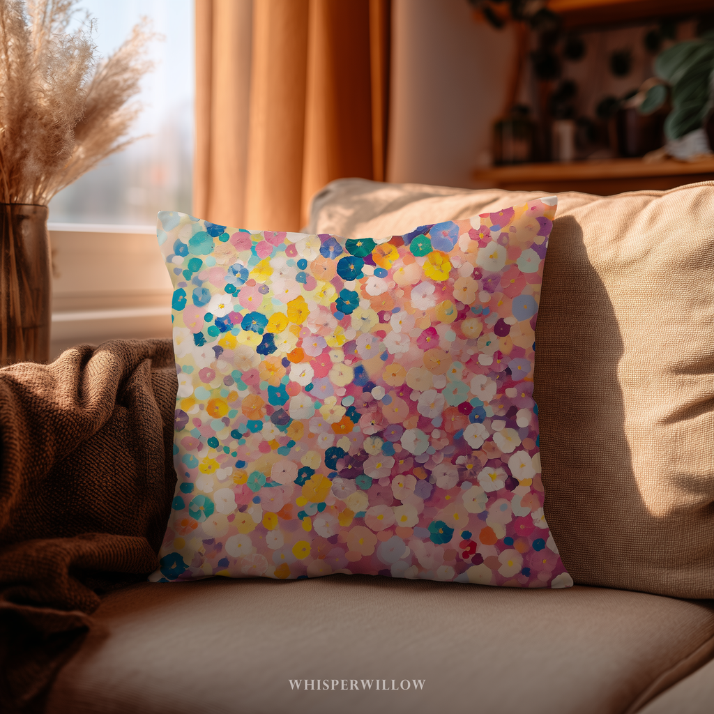 Colorful Floral Abstract Pillow CASE ONLY | Pastel Flower Garden Cushion Decorative Spring Accent Gift