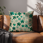 St Patrick Shamrock Throw Pillow and Case - Green Clover Cushion Irish Holiday Decor Gift